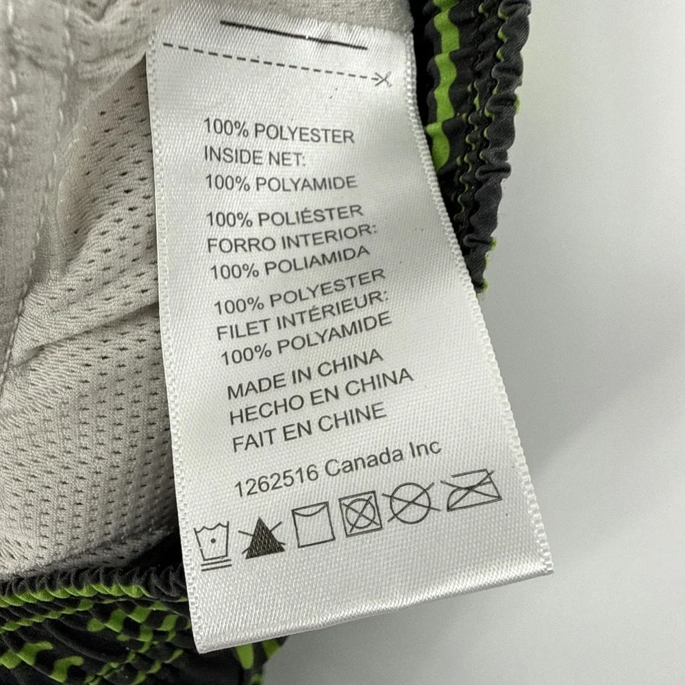 Psycho Bunny Swim‎ Shorts Mens Small Green Geometric Print Mesh Lined Drawstring